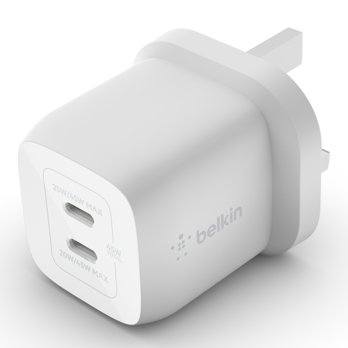Dual USB-C GaN Wall Charger with PPS 45W, , hi-res